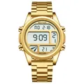 Montre de sport numérique multifonction dorée haut de gamme pour hommes avec bracelet métal - Cadran Doré (202) / Or