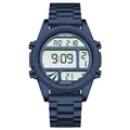 Montre de sport numérique bleue pour homme avec fonctions étanches et bracelet en métal - Bleu