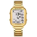 BESTWIN vierkant digitaal sporthorloge voor heren, goudkleurig waterdicht horloge - Helemaal Goud