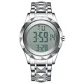 Montre de luxe numérique argentée pour homme avec affichage lumineux étanche - Argent