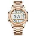 Montre de sport numérique multifonctionnelle étanche pour homme en métal or rose - Or rose