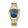 Montre à quartz BESTWIN pour hommes avec cadran pentagone bleu et bracelet bicolore - Argent Bleu