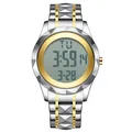 Montre de sport numérique bicolore argent et or pour hommes avec lunette facettée - Bicolore (Or & Argent)