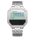 Bestwin Herren Business Digitaluhr aus silbernem Edelstahl mit quadratischem Gehäuse - Weißes Zifferblatt (186) / Silber