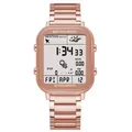 Montre de sport numérique carrée or rose avec podomètre - Or rose