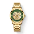Montre à quartz dorée pour homme avec cadran squelette vert et bracelet chic en métal. - Or/Vert