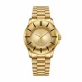 Luxury gold men's quartz watch with textured snakeskin dial and date display. - All Gold