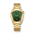Montre à quartz BESTWIN pour homme avec cadran géométrique vert et bracelet en acier doré - Or Vert