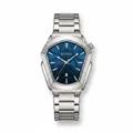 Montre à quartz de luxe BESTWIN pour homme avec bracelet en acier argenté et cadran bleu - Blanc Bleu
