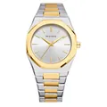 Reloj de cuarzo Bestwin de lujo con brazalete de metal bicolor plata y oro y esfera plateada - Bicolor Blanco