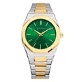 Reloj de cuarzo Bestwin con esfera verde y correa de acero bicolor de lujo - Bicolor Verde