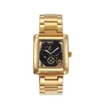 Luxury square gold men's watch with hollow skeleton quartz dial - Gold Black