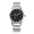 Montre à quartz pour hommes avec cadran rotatif créatif et bracelet en acier argenté - Blanc Noir