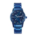 Montre à quartz bleue pour homme avec cadran rotatif unique et bracelet en métal - Bleu & Bleu