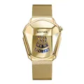 Luxurious gold diamond-shaped quartz watch for men with adjustable mesh metal strap - Gold Gold Mesh Band
