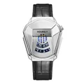 Modern Hoursly herenhorloge met slangenkop-behuizing, zilveren kast en zwart lederen band - Zilver Wit Leren Band