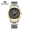 Men's dual movement watch featuring two-tone stainless steel strap and black analog-digital dial - Two-tone Black