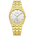 Bestwin gold stainless steel fashion quartz watch for men with date calendar window - Gold Case White Dial