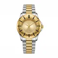 Luxury two-tone men's quartz watch with gold snake-pattern textured bezel - Two-tone (Gold & Silver)