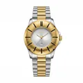 Bestwin men's two-tone quartz watch with snake pattern gold bezel and date display - Two-tone White