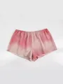 Elegant pink and white ink-wash gradient mulberry silk loungewear shorts for women - S / Bottoms / Pink