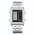 Stylish square men's dual display watch from BESTWIN with LED and quartz movements - Silver Black (White Movement)