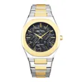Montre à quartz Bestwin pour hommes avec bracelet en acier bicolore et cadran à feuilles 3D - Bicolore Noir