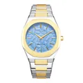 Montre homme Bestwin avec cadran à motif feuille bleu clair et bracelet en acier bicolore. - Bicolore Bleu Ciel