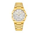 Luxury gold-tone men's business quartz watch with white textured dial and metal strap - Gold Case White Dial