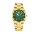 Luxurious gold men's business quartz watch featuring a stylish green textured dial - Gold Case Green Dial