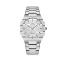 Minimalist silver stainless steel business quartz watch for men with octagonal bezel - Silver Case White Dial