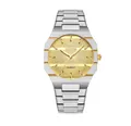 BESTWIN men's business quartz watch in silver and gold with octagonal dial face - Two-Tone Gold Case Gold Dial