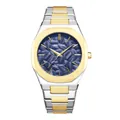 Montre à quartz BESTWIN pour homme avec cadran bleu feuille et bracelet bicolore - Bicolore Bleu Foncé