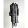 Lightweight purple plaid sunscreen jacket for women with a loose and thin design. - One Size / Tops / Purple Plaid