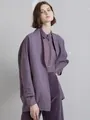 Elegant purple women's set featuring a linen jacket and corduroy trousers for autumn - S / Tops / Purple Velour Top