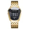 BESTWIN men's waterproof LED touch digital watch with golden stainless steel band - Stainless Steel Strap Style (6616LED) / Gold Black