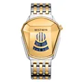 Bestwin men's quartz watch with unique gold diamond case and two-tone band - Two-tone Gold