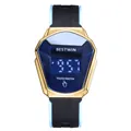 BESTWIN men's luxury gold LED touch digital watch featuring black and blue silicone strap - Silicone Strap Style (6616LED) / Gold Blue