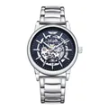 Montre mécanique automatique squelette pour homme avec un bracelet en acier inox - Blanc Bleu