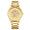 Montre mécanique automatique squelette luxe pour homme en or avec bracelet métal - Tout Or