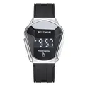 BESTWIN men's LED digital touch screen watch with sporty black silicone strap - Silicone Strap Style (6616LED) / Silver Black