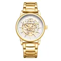 Montre automatique de luxe en or pour homme avec cadran squelette et bracelet métal - Or Blanc