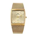 Premium BESTWIN ultradünne quadratische Herren-Quarzuhr mit goldenem Mesh-Stahlband - Vollgoldfarbe