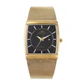 Luxuriöse Herren-Quarzuhr mit goldenem Edelstahl-Mesh-Armband und schwarzem Zifferblatt - Goldenes Gehäuse Schwarzes Zifferblatt