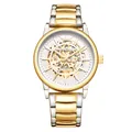 Montre squelette mécanique automatique haut de gamme pour homme bicolore or et argent - Bicolore Blanc