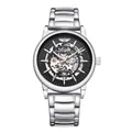 Montre automatique squelette BESTWIN pour homme en argent avec bracelet métallique - Blanc Noir