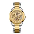Reloj mecánico automático tipo esqueleto Bestwin para hombre con correa bicolor - Bicolor (Oro y Plata)