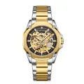 Reloj Mecánico Automático Bestwin Skeleton para Hombre en Acero Oro y Plata Lujo - Bicolor Negro
