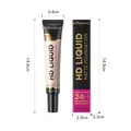 KORMESIC HD Liquid Matte Foundation 510 Sand Beige 30g with product dimensions - Liquid Foundation #520 (30g)