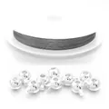 Set di filo in acciaio inossidabile e 10 perle di metallo lucido per fai da te - 1 Rotolo di Filo Con 10 Perline / 0,45 mm / Argento